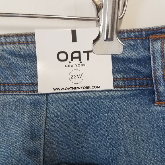 OAT New York Jeans Womens 22W High Rise Wide Leg Frayed Hem Denim Plus New - Picture 7 of 12